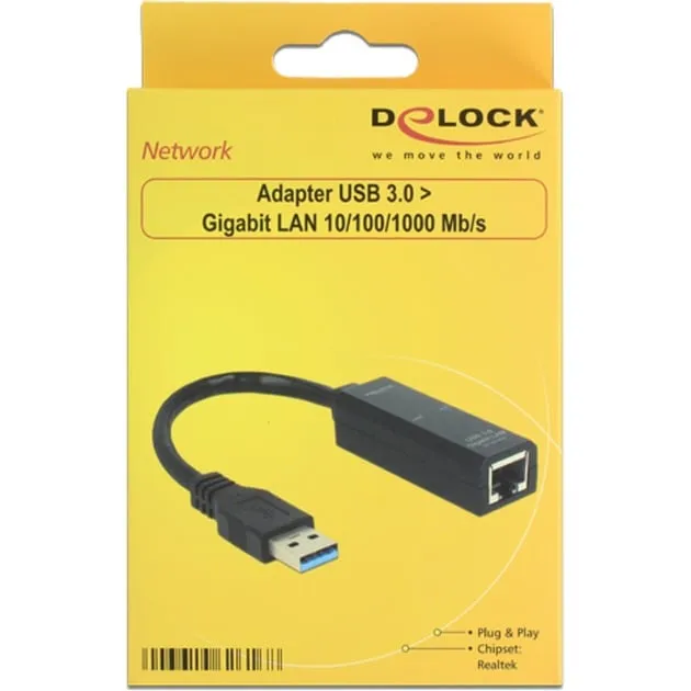 DeLOCK Adapter USB 3.0 > Gigabit LAN (Zwart, 62616)