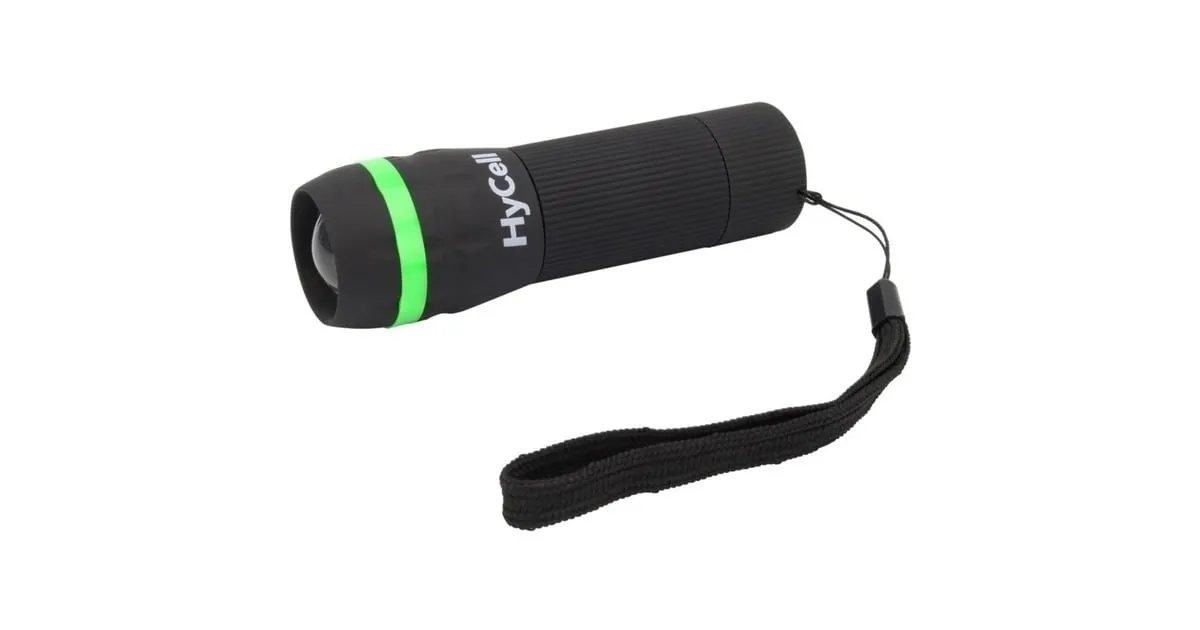 HYCELL ZOOMFLASHLIGHT 1WLED ZAKLAMP (ZWART/GROEN)