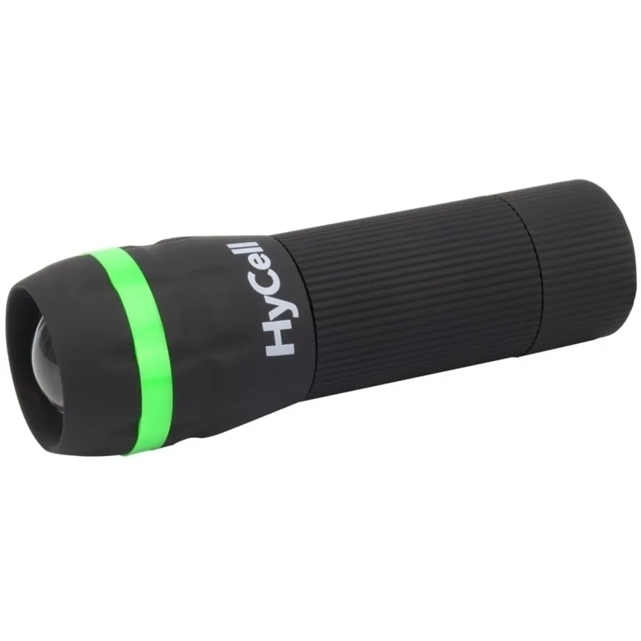 HYCELL ZOOMFLASHLIGHT 1WLED ZAKLAMP (ZWART/GROEN)