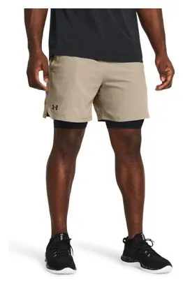 UNDER ARMOUR VANISH WOVEN BEIGE HEREN 2IN1 SHORTS