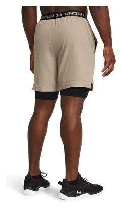 UNDER ARMOUR VANISH WOVEN BEIGE HEREN 2IN1 SHORTS