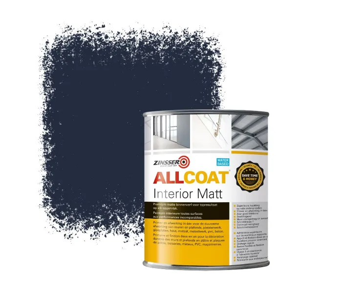 ZINSSER ALLCOAT INTERIOR MUURVERF RAL 5011 STAALBLAUW  1 LITER